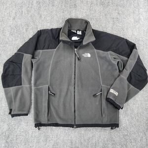 The North Face Jacket Men Medium Gray Black Full Zip Fleece Gore Windstopper VTG
